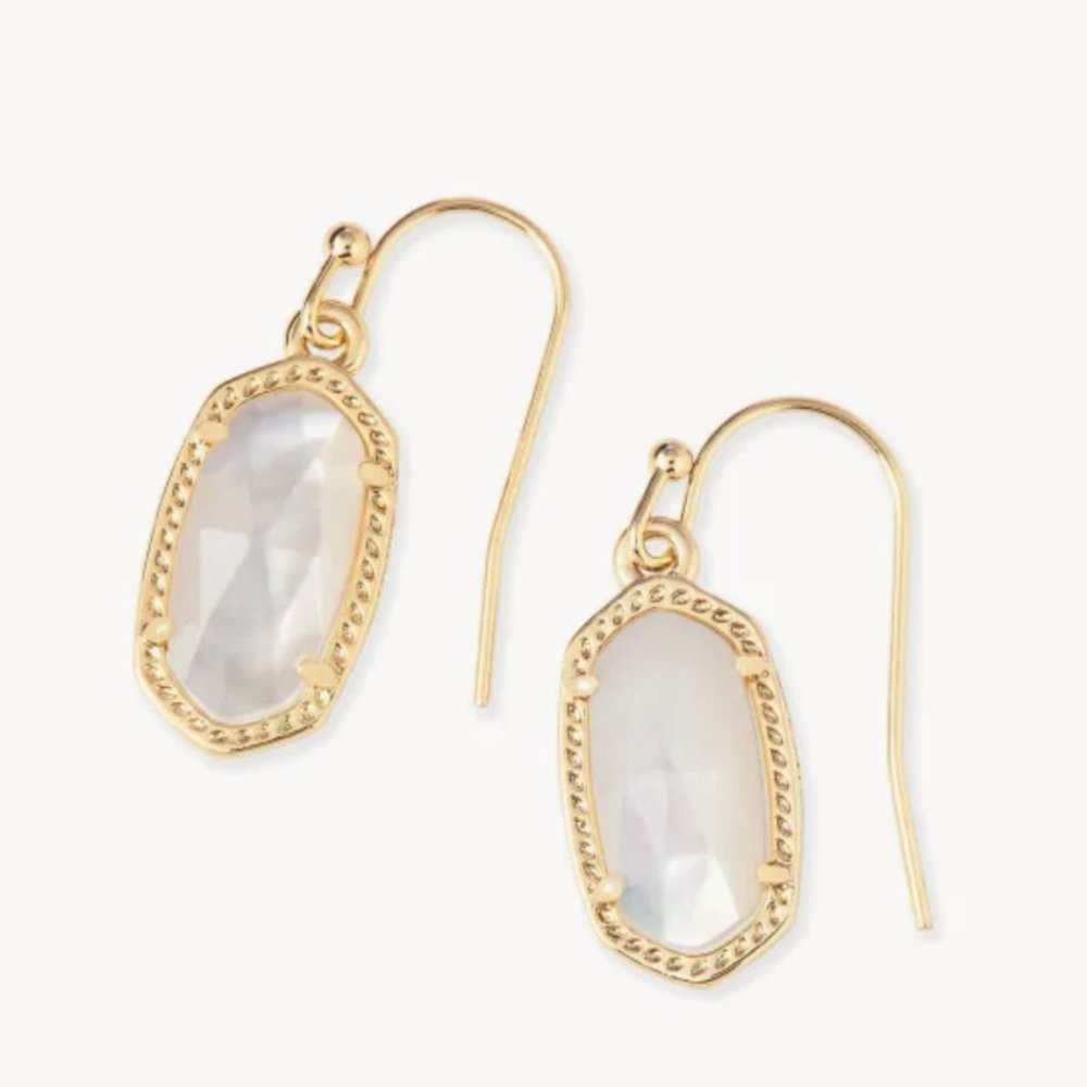 Kendra Scott Lee Gold Drop Earrings in Ivory Pearl